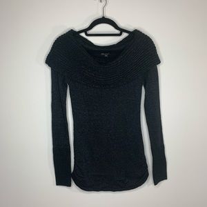 Bebe Black Metalic Cowl Neck Sweater
